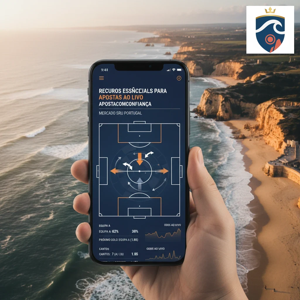 Ecrã de smartphone com dados estatísticos e gráficos de futebol em direto