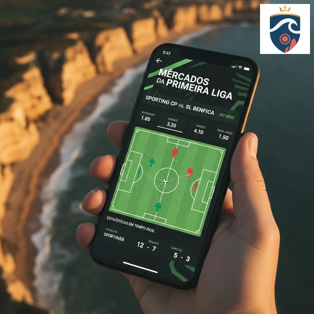 Interface móvel exibindo cotações dinâmicas para jogo da Liga Portugal.
